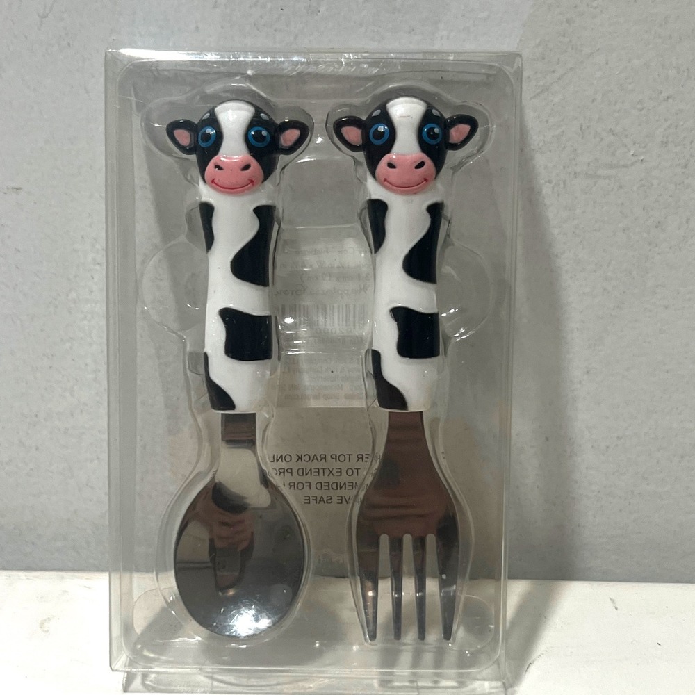 Target Sunny Patch Barley Cow Flatware Set Spoon and Fork Toddler Utensils NEW